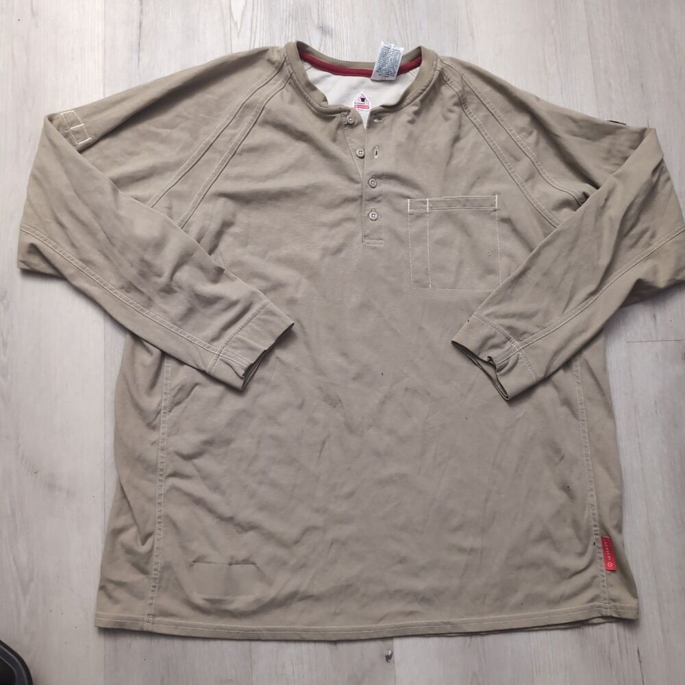 Bulwark FR Shirt Mens XL Workwear Polo Collar Long Sleeve